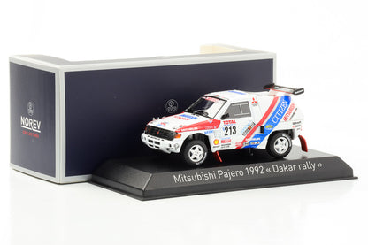 1:43 Mitsubishi Pajero Dakar Rally No. 213 3rd place 1992 white Norev 800163