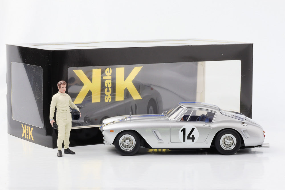 1:18 Ferrari 250 GT SWB Le Mans 1961 #14 Noblet Guichet KK-Scale pressofuso con figura 