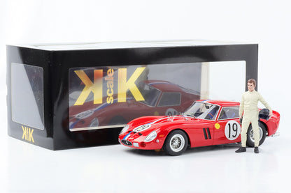 1:18 Ferrari 250 GTO Le Mans 1962 #19 Noblet Guichet KK-Scale fundido com figura 