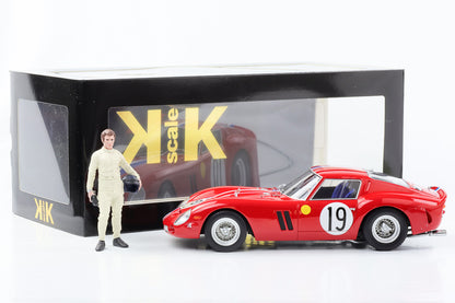 1:18 Ferrari 250 GTO Le Mans 1962 #19 Noblet Guichet moulé sous pression à l'échelle KK avec figurine