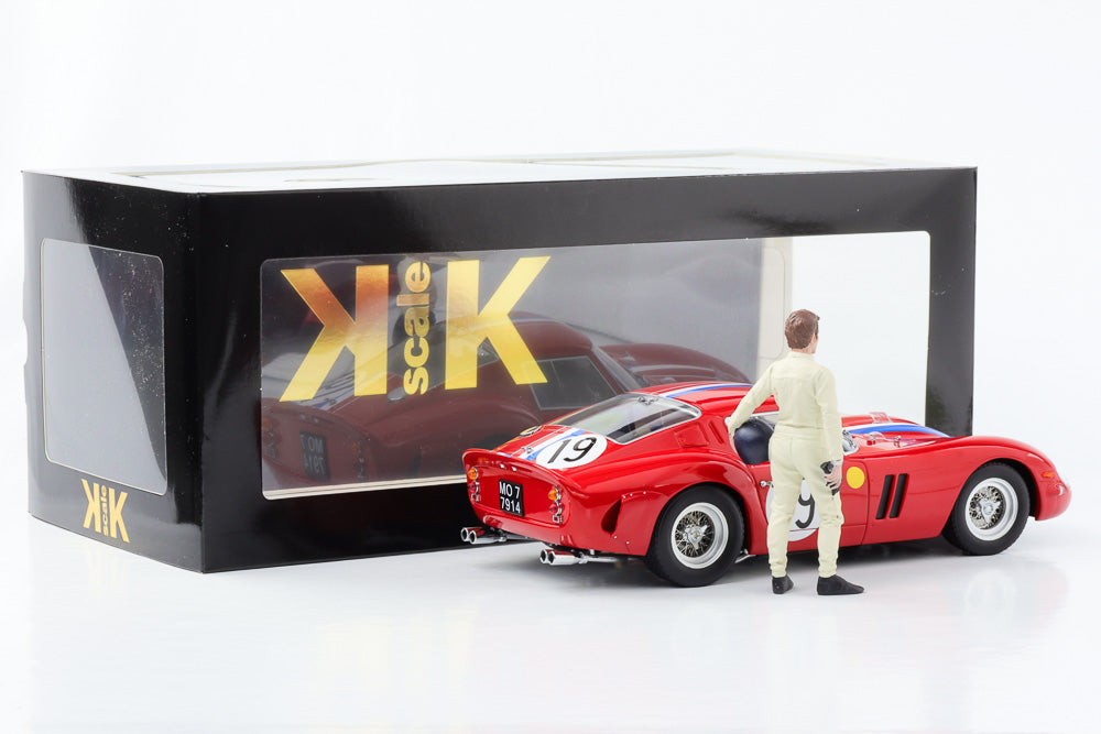1:18 Ferrari 250 GTO Le Mans 1962 #19 Noblet Guichet moulé sous pression à l'échelle KK avec figurine