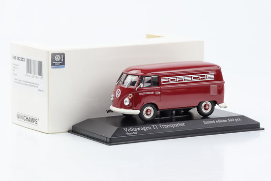 1:43 Volkswagen T1 Renndienst Porsche Transporter 1963 rot Minichamps
