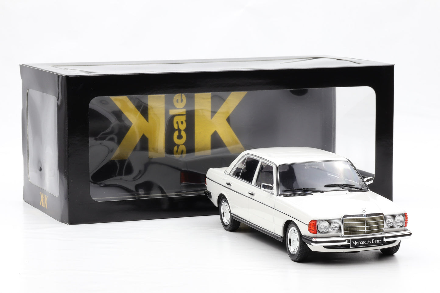 1:18 Mercedes-Benz 230E W123 Saloon 1975 weiss diecast KK Scale