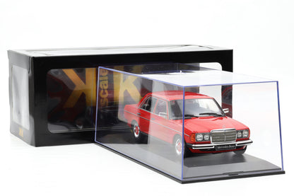 1:18 Mercedes-Benz 230E W123 Saloon 1975 rot diecast KK Scale + Vitrine