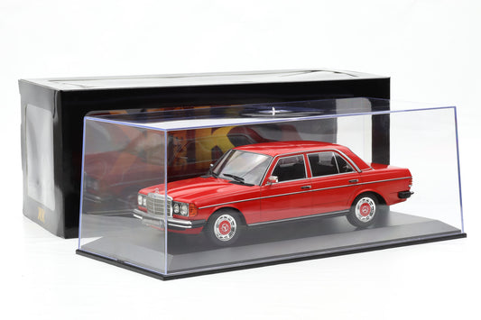 1:18 Mercedes-Benz 230E W123 Saloon 1975 rot diecast KK Scale + Vitrine