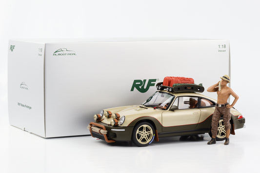 1:18 Porsche 911 RUF Rodeo Prototype 2020 areia dourada metálica + 1 figura Quase Real