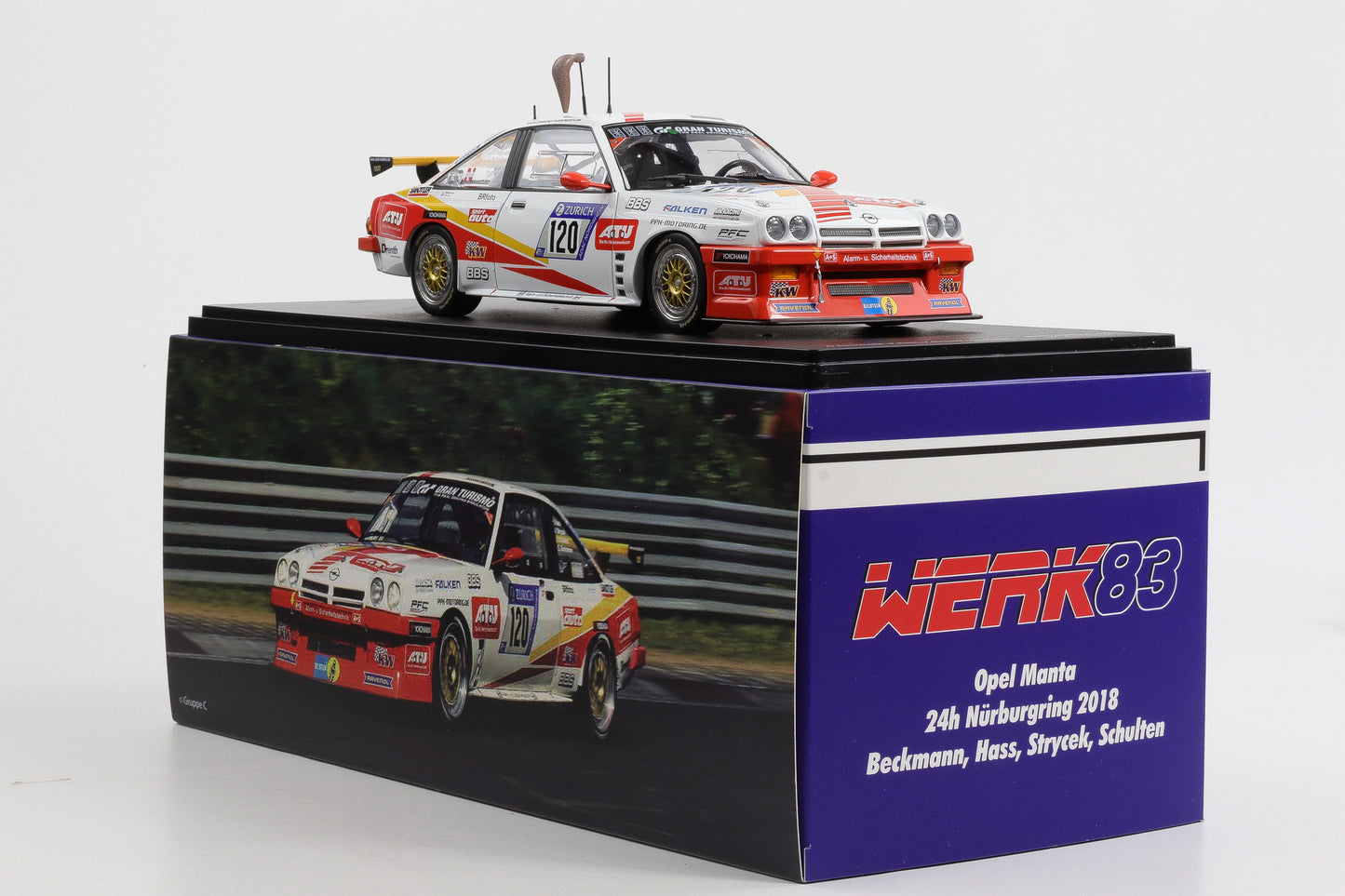 1:18 Werk83 Opel Manta B2 #120 Fuchsschwanz 24h Nürburgring 2018 Kiessling