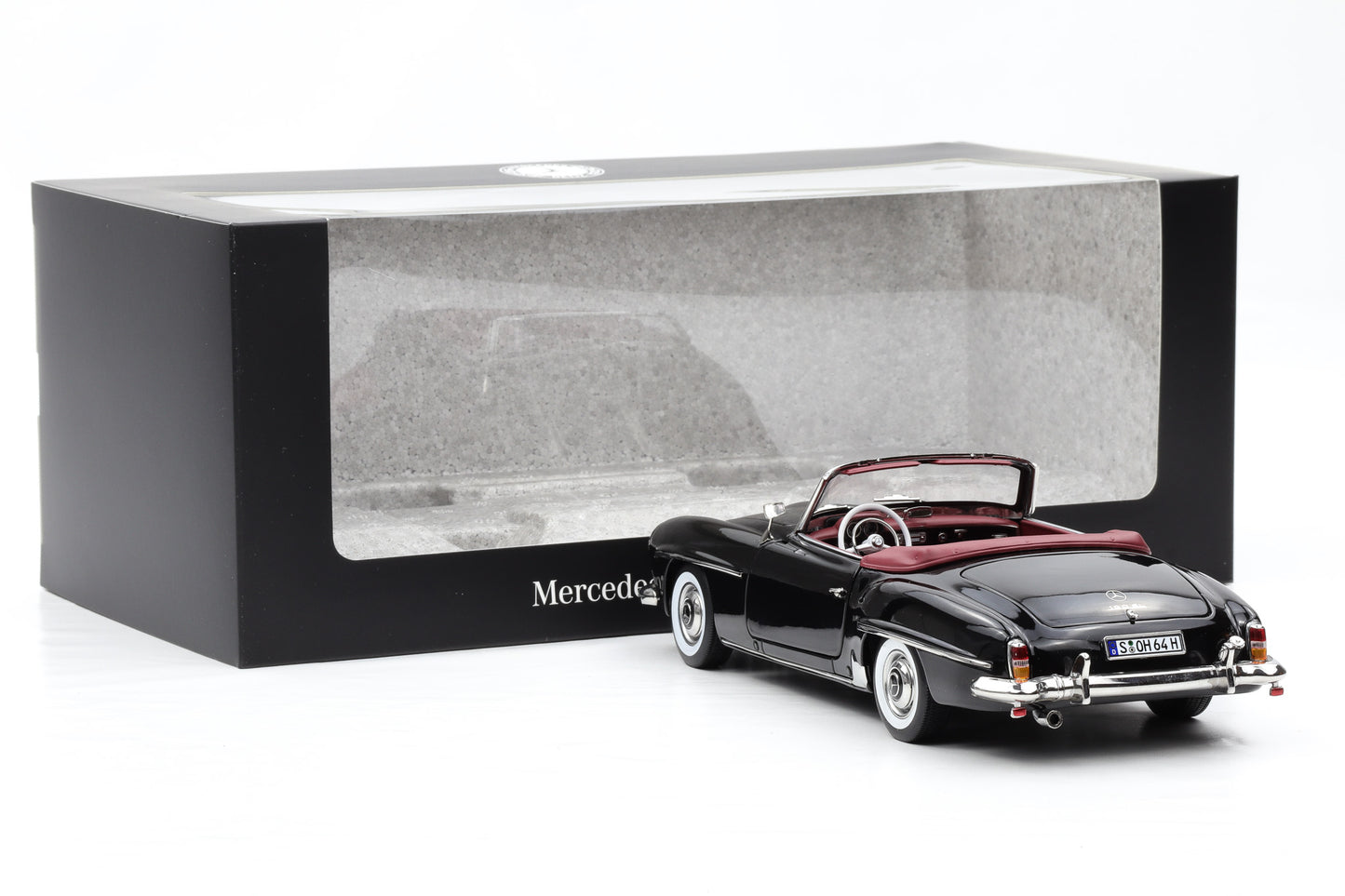 1:18 Norev Mercedes-Benz 190 SL Roadster W121 mit Softtop schwarz uni Dealer