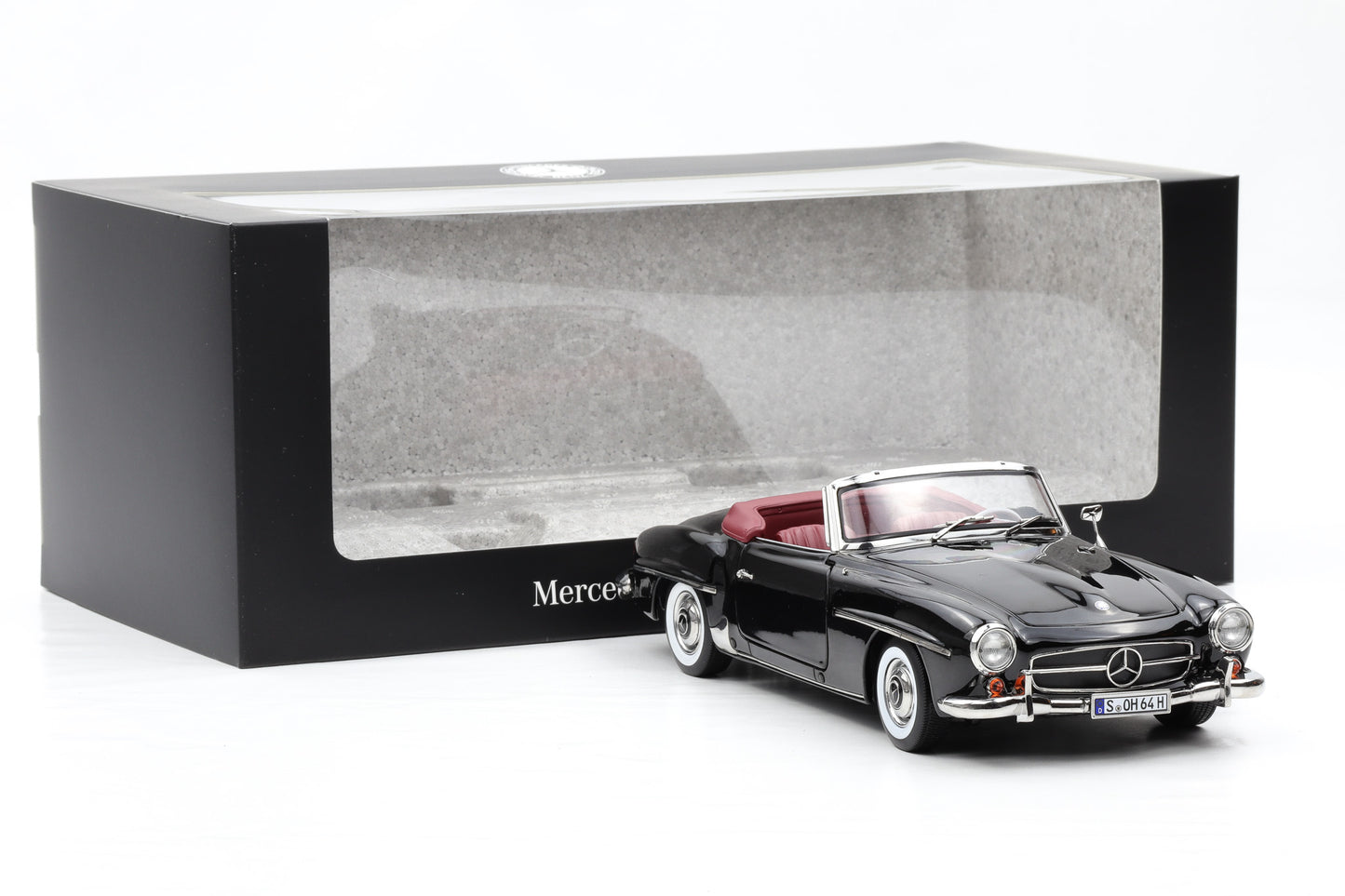 1:18 Norev Mercedes-Benz 190 SL Roadster W121 mit Softtop schwarz uni Dealer