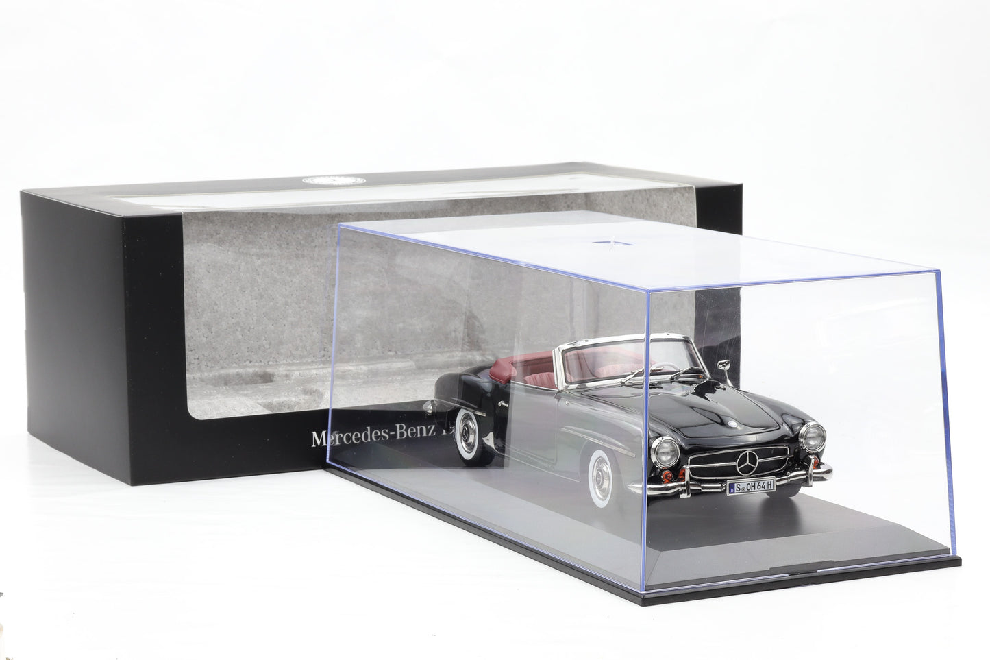 1:18 Norev Mercedes-Benz 190 SL Roadster W121 Softtop schwarz Dealer + Vitrine