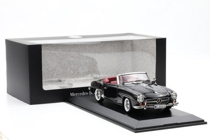 1:18 Norev Mercedes-Benz 190 SL Roadster W121 Softtop schwarz Dealer + Vitrine