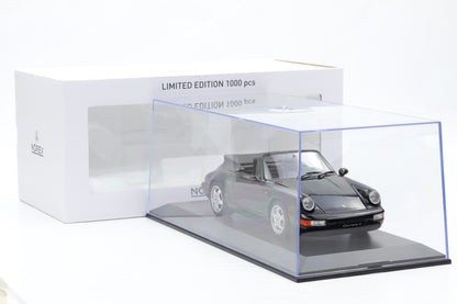 1:18 Norev Porsche 911 964 Carrera 4 Cabriolet black metallic 1991 + Vitrine