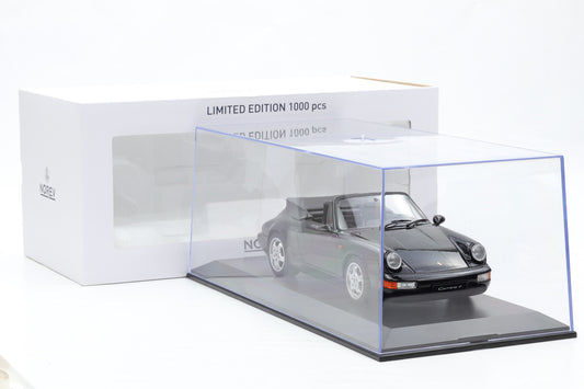 1:18 Norev Porsche 911 964 Carrera 4 Cabriolet black metallic 1991 + Vitrine