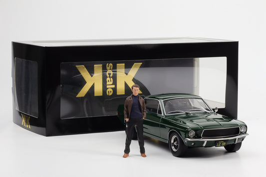 1:18 KK-Scale Ford Mustang GT Fastback 1968 like Bullitt Movie mit Figur McQueen