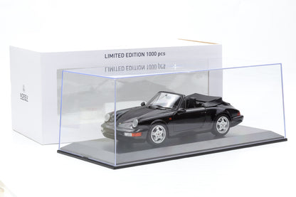 1:18 Norev Porsche 911 964 Carrera 4 Cabriolet black metallic 1991 + Vitrine