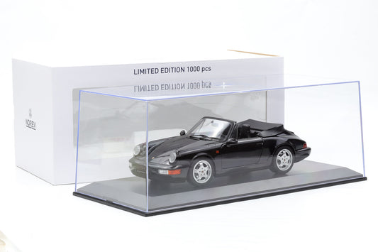 1:18 Norev Porsche 911 964 Carrera 4 Cabriolet black metallic 1991 + Vitrine