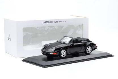 1:18 Norev Porsche 911 964 Carrera 4 Cabriolet black metallic 1991 + Vitrine