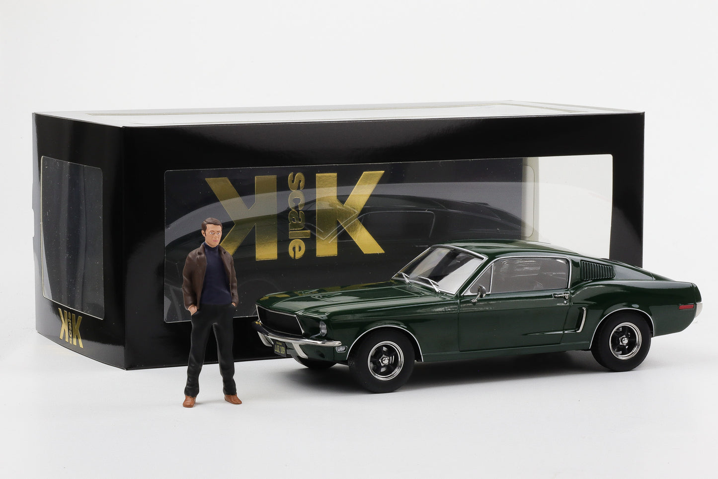 1:18 KK-Scale Ford Mustang GT Fastback 1968 like Bullitt Movie mit Figur McQueen