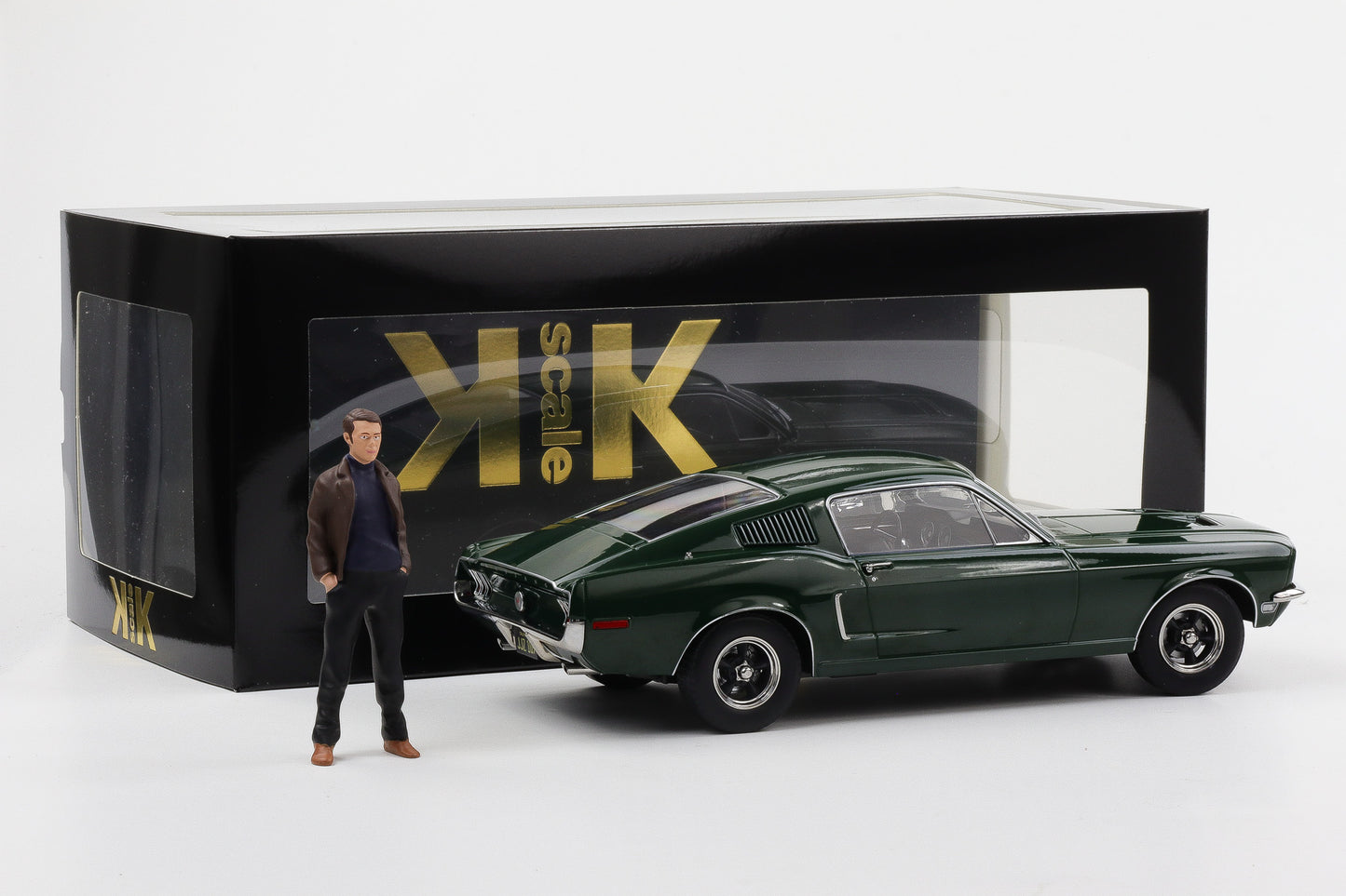 1:18 KK-Scale Ford Mustang GT Fastback 1968 like Bullitt Movie mit Figur McQueen