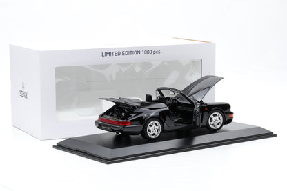 1:18 Norev Porsche 911 964 Carrera 4 Cabriolet black metallic 1991 + Vitrine