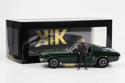 1:18 KK-Scale Ford Mustang GT Fastback 1968 like Bullitt Movie mit Figur McQueen