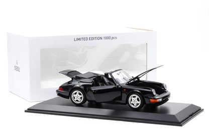 1:18 Norev Porsche 911 964 Carrera 4 Cabriolet black metallic 1991 + Vitrine