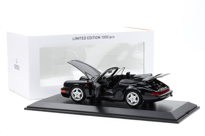 1:18 Norev Porsche 911 964 Carrera 4 Cabriolet black metallic 1991 + Vitrine