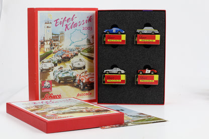1:90 Schuco Piccolo Set Eifel Klassik 2003 Porsche BMW Mercedes Austin Healey + Zertifikat Limitiert 2222 Stk.
