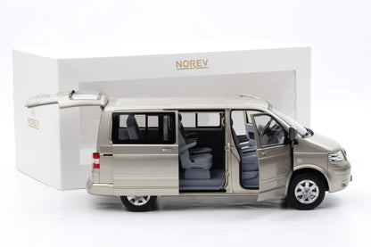 1:18 Norev Volkswagen T5 Multivan Bus 2003 wheatbeige metallic full opening