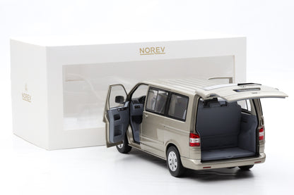 1:18 Norev Volkswagen T5 Multivan Bus 2003 wheatbeige metallic full opening