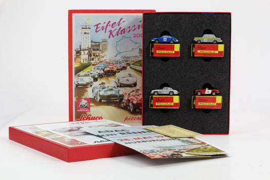 1:90 Schuco Piccolo Set Eifel Klassik 2003 Porsche BMW Mercedes Austin Healey + Zertifikat Limitiert 2222 Stk.