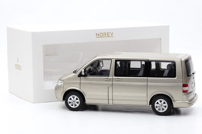1:18 Norev Volkswagen T5 Multivan Bus 2003 wheatbeige metallic full opening