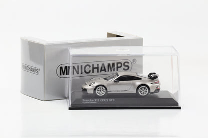 1:64 Porsche 911 992 GT3 2021 GT argento metallizzato Minichamps 64 pressofuso