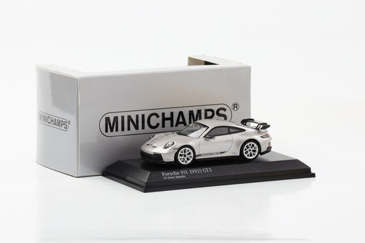1:64 Porsche 911 992 GT3 2021 GT prata metálico Minichamps 64 fundido