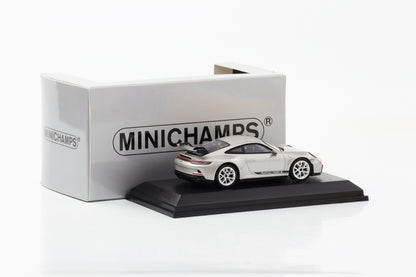 1:64 Porsche 911 992 GT3 2021 GT plateado metálico Minichamps 64 diecast