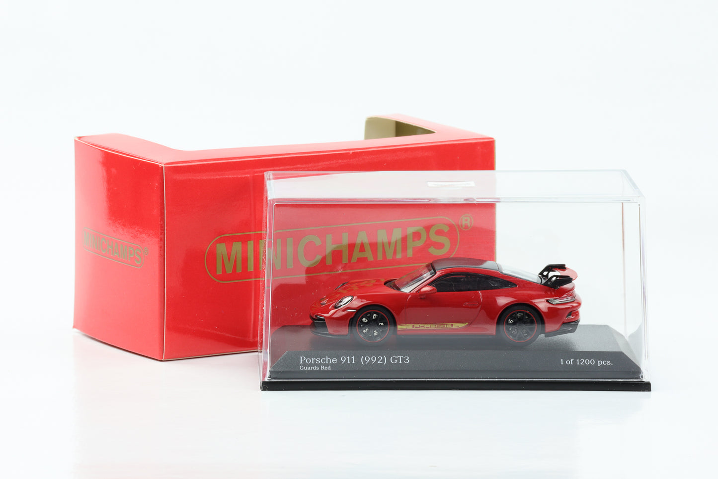 1:64 Porsche 911 992 GT3 2021 guarda vermelho Minichamps 64 fundido