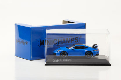 1:64 بورش 911 992 GT3 2021 القرش الأزرق Minichamps 64 دييكاست