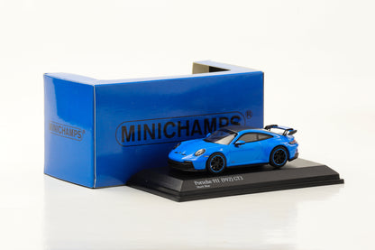 1:64 بورش 911 992 GT3 2021 القرش الأزرق Minichamps 64 دييكاست