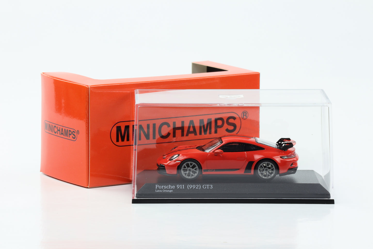 1:64 بورش 911 992 GT3 2021 لافا برتقالية Minichamps 64 diecast