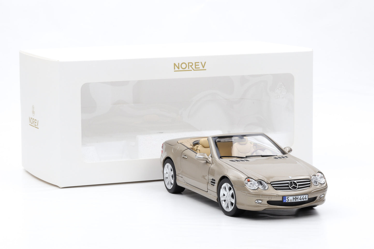 1:18 Norev Mercedes-Benz SL500 R230 Travertin beige metallic mit Hardtop