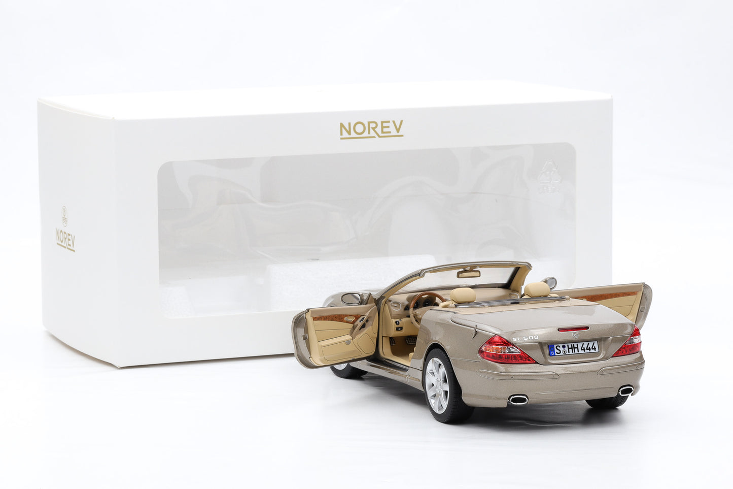 1:18 Norev Mercedes-Benz SL500 R230 Travertin beige metallic mit Hardtop