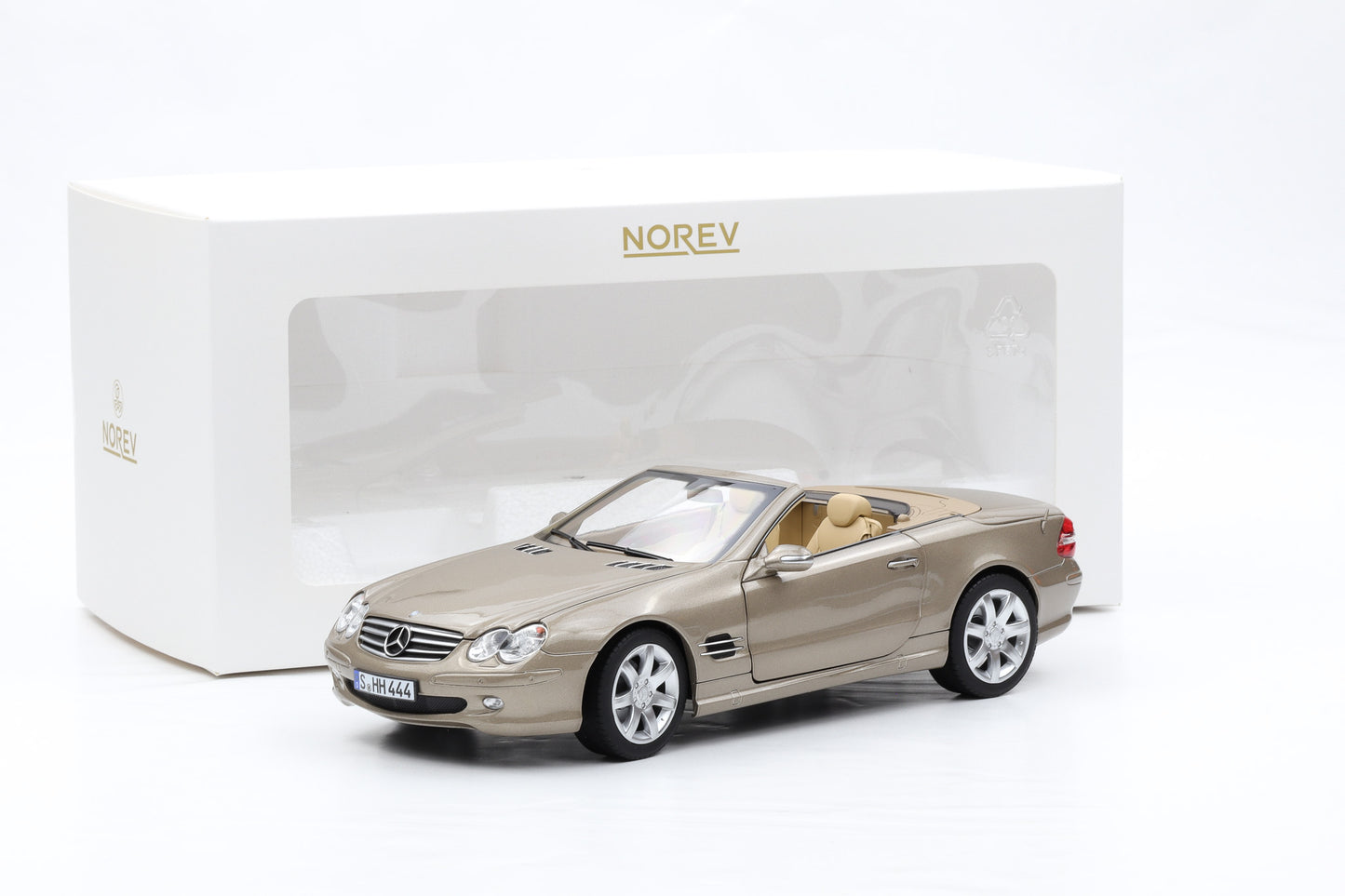 1:18 Norev Mercedes-Benz SL500 R230 Travertin beige metallic mit Hardtop