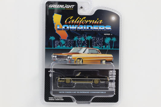 1:64 Greenlight 1976 Cadillac Eldorado Convertable schwarz-gold California Lowriders Series 6