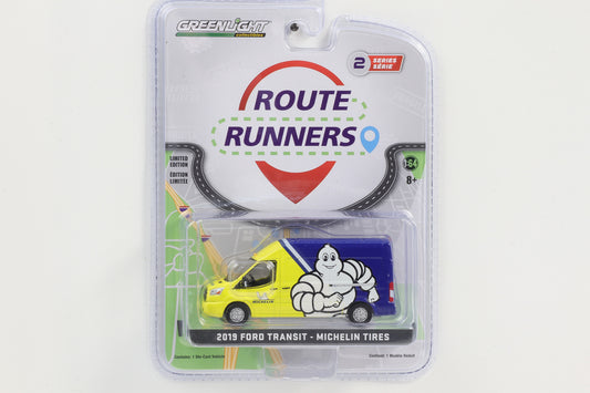 1:64 Greenlight 2019 Ford Transit Michelin Tires Route Runners