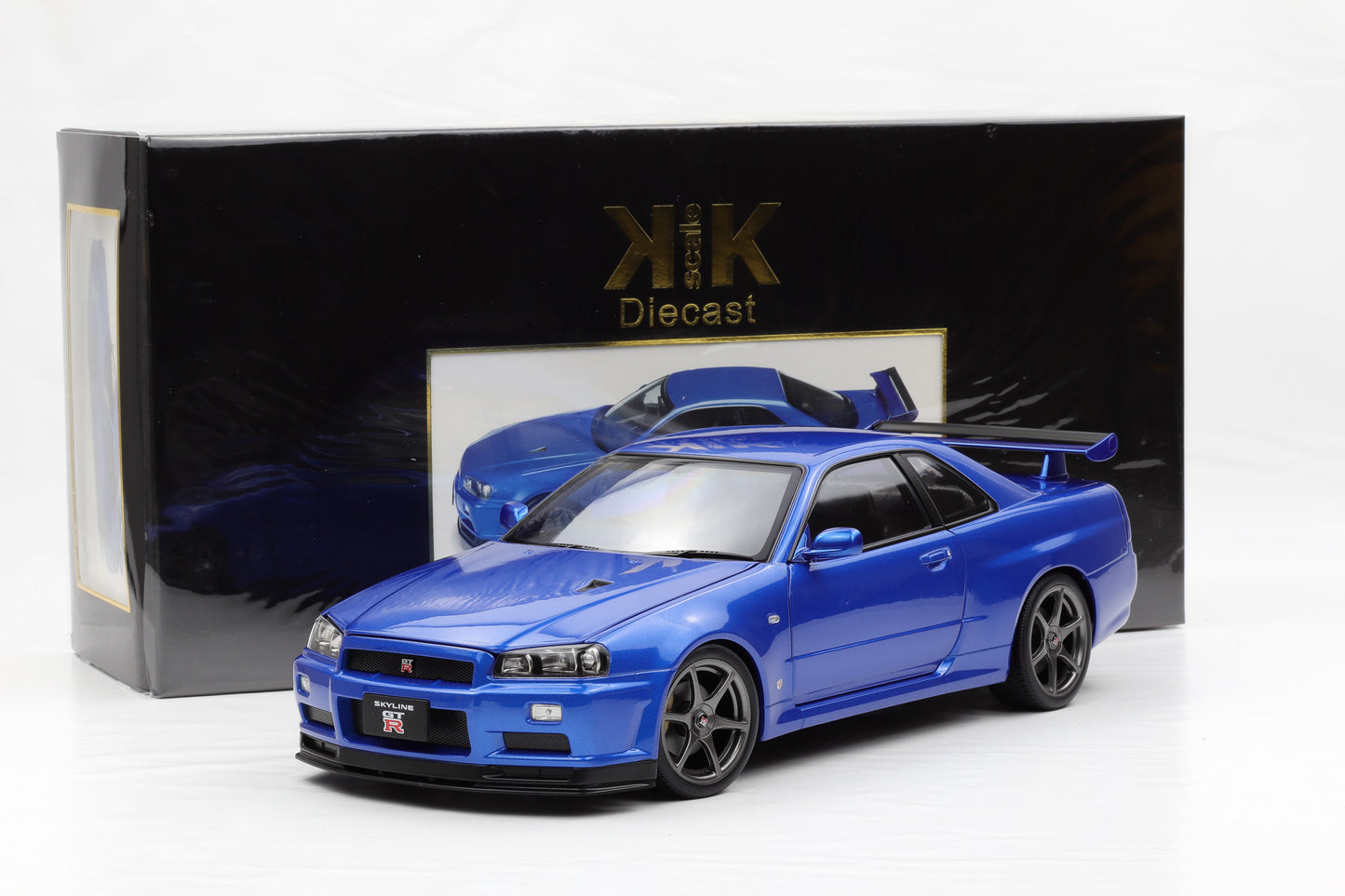 1:12 Nissan Skyline GT-R (R34) V-Spec II OEM-Felgen 2001 blau metallic KK Scale