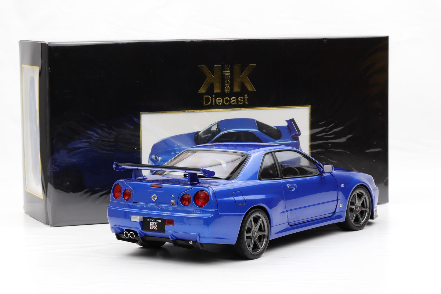 1:12 Nissan Skyline GT-R (R34) V-Spec II OEM-Felgen 2001 blau metallic KK Scale