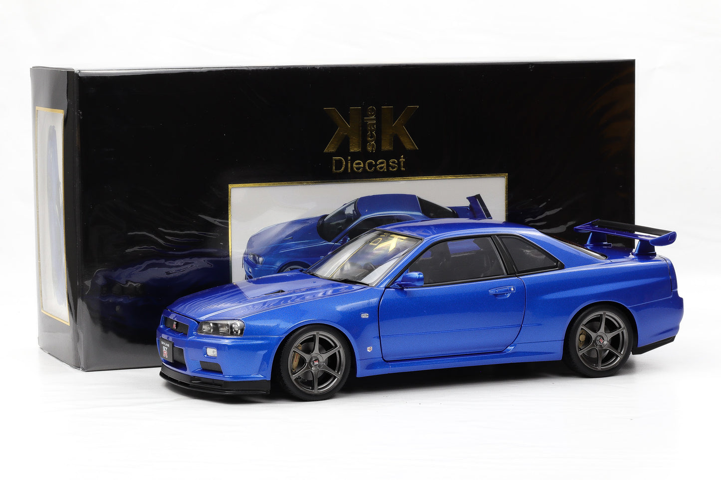 1:12 Nissan Skyline GT-R (R34) V-Spec II OEM-Felgen 2001 blau metallic KK Scale