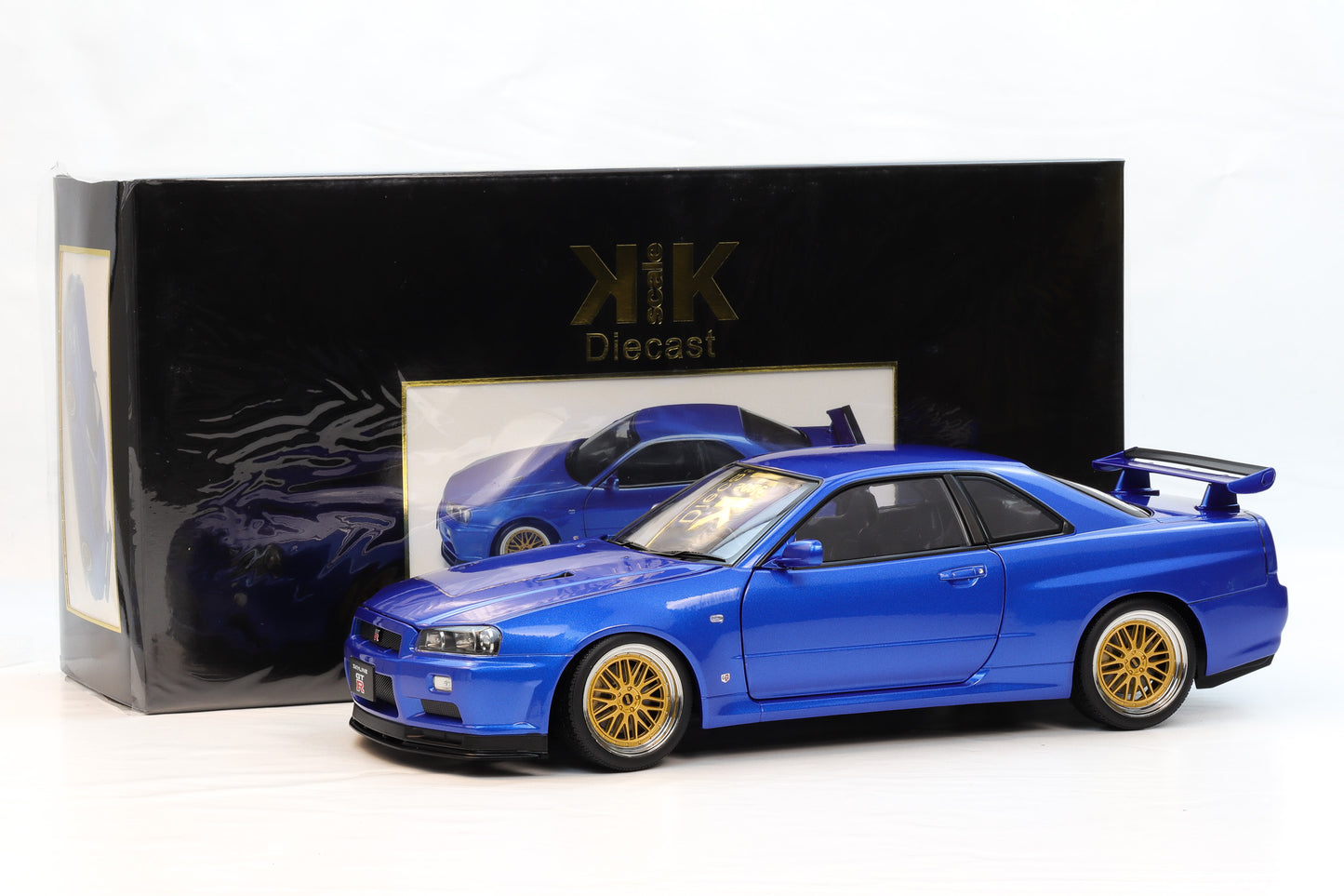 1:12 Nissan Skyline GT-R (R34) V-Spec II BBS-Felgen 2001 blau metallic KK Scale