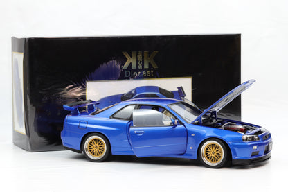 1:12 Nissan Skyline GT-R (R34) V-Spec II BBS-Felgen 2001 blau metallic KK Scale