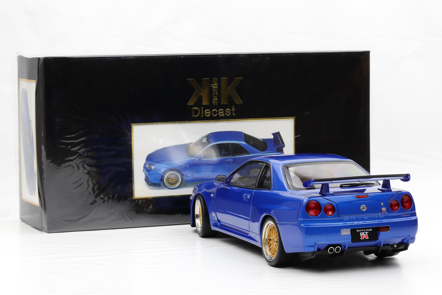 1:12 Nissan Skyline GT-R (R34) V-Spec II BBS-Felgen 2001 blau metallic KK Scale